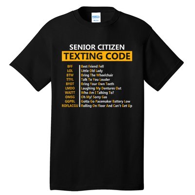 Funny Senior Citizens Texting Code Fathers Day For Grandpa Tall T-Shirt