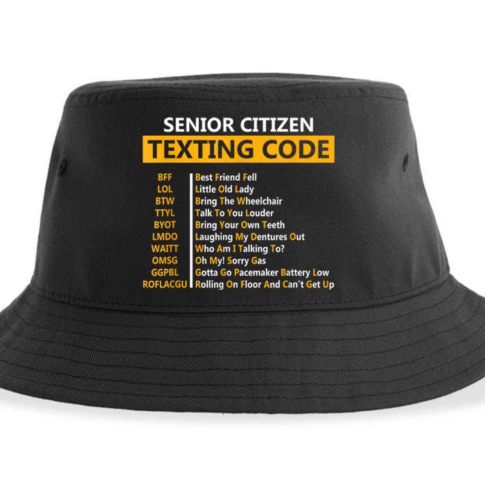 Funny Senior Citizens Texting Code Fathers Day For Grandpa Sustainable Bucket Hat