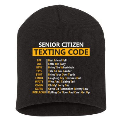 Funny Senior Citizens Texting Code Fathers Day For Grandpa Short Acrylic Beanie