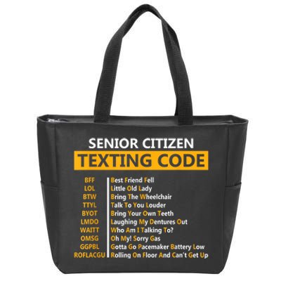 Funny Senior Citizens Texting Code Fathers Day For Grandpa Zip Tote Bag