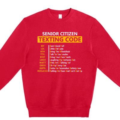 Funny Senior Citizens Texting Code Fathers Day For Grandpa Premium Crewneck Sweatshirt