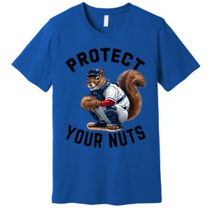 Funny Squirrel Catcher Baseball Lover Protect Your Nuts Gift Premium T-Shirt