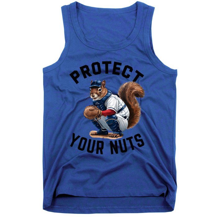 Funny Squirrel Catcher Baseball Lover Protect Your Nuts Gift Tank Top