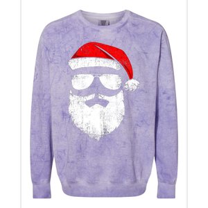 Funny Santa Claus Face Sunglasses With Hat Beard Christmas Colorblast Crewneck Sweatshirt