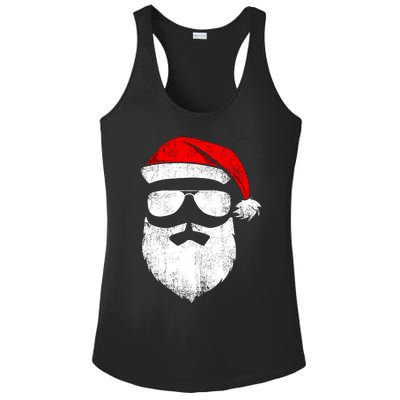 Funny Santa Claus Face Sunglasses With Hat Beard Christmas Ladies PosiCharge Competitor Racerback Tank