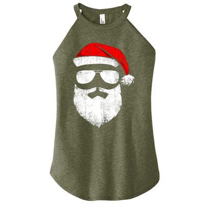 Funny Santa Claus Face Sunglasses With Hat Beard Christmas Women’s Perfect Tri Rocker Tank