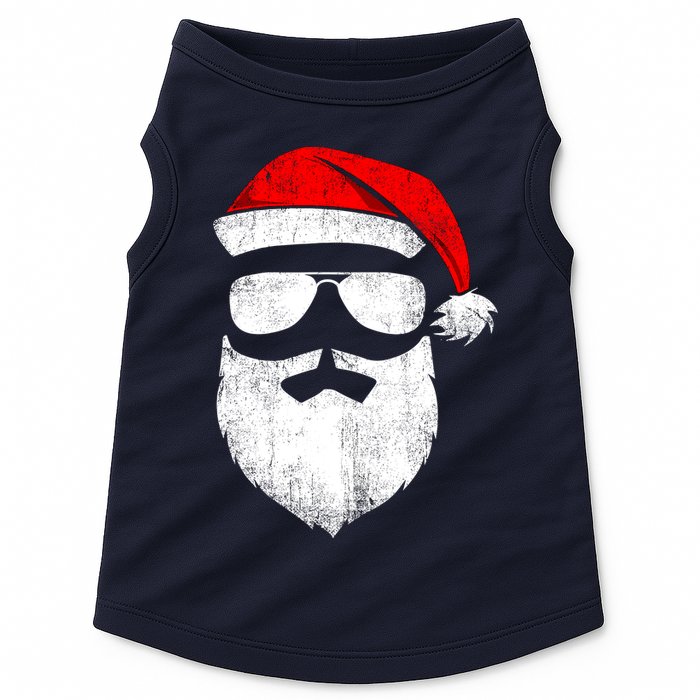 Funny Santa Claus Face Sunglasses With Hat Beard Christmas Doggie Tank