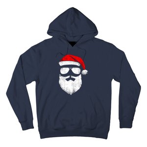 Funny Santa Claus Face Sunglasses With Hat Beard Christmas Hoodie