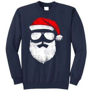 Funny Santa Claus Face Sunglasses With Hat Beard Christmas Sweatshirt