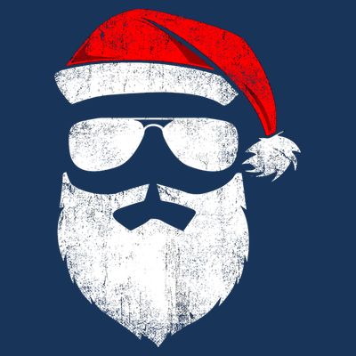 Funny Santa Claus Face Sunglasses With Hat Beard Christmas T-Shirt