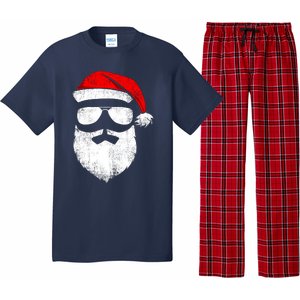 Funny Santa Claus Face Sunglasses With Hat Beard Christmas Pajama Set