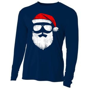 Funny Santa Claus Face Sunglasses With Hat Beard Christmas Cooling Performance Long Sleeve Crew