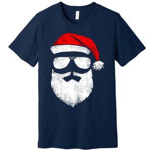 Funny Santa Claus Face Sunglasses With Hat Beard Christmas Premium T-Shirt