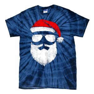 Funny Santa Claus Face Sunglasses With Hat Beard Christmas Tie-Dye T-Shirt