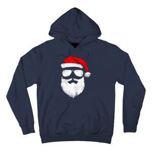 Funny Santa Claus Face Sunglasses With Hat Beard Christmas Tall Hoodie