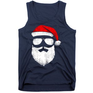 Funny Santa Claus Face Sunglasses With Hat Beard Christmas Tank Top