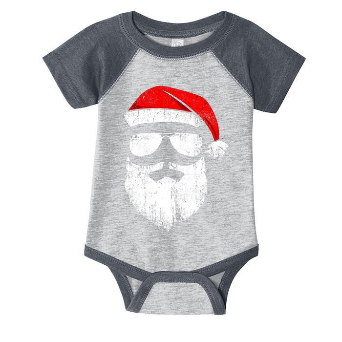 Funny Santa Claus Face Sunglasses With Hat Beard Christmas Infant Baby Jersey Bodysuit