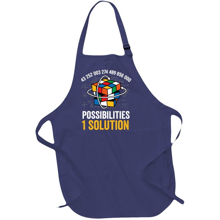 Funny Speed Cubing Puzzle Cuber Math One Solution Full-Length Apron With Pockets