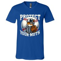 Funny Squirrel Catcher Protect Your Nuts Baseball Lover Gift V-Neck T-Shirt