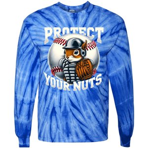 Funny Squirrel Catcher Protect Your Nuts Baseball Lover Gift Tie-Dye Long Sleeve Shirt