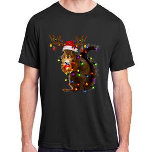 Funny Squirrel Christmas Tree Lights Reindeer Santa Hat Xmas Adult ChromaSoft Performance T-Shirt