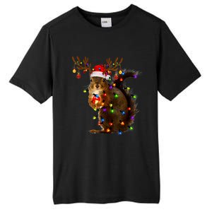 Funny Squirrel Christmas Tree Lights Reindeer Santa Hat Xmas Tall Fusion ChromaSoft Performance T-Shirt