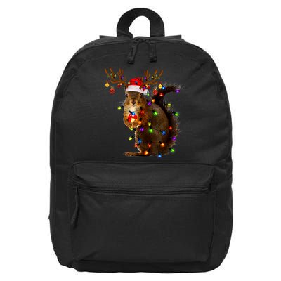 Funny Squirrel Christmas Tree Lights Reindeer Santa Hat Xmas 16 in Basic Backpack