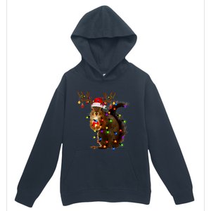 Funny Squirrel Christmas Tree Lights Reindeer Santa Hat Xmas Urban Pullover Hoodie