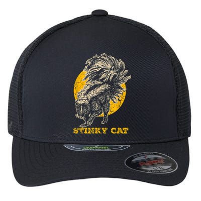 Funny Skunk Cat Flexfit Unipanel Trucker Cap