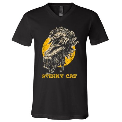 Funny Skunk Cat V-Neck T-Shirt