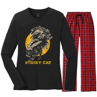 Funny Skunk Cat Women's Long Sleeve Flannel Pajama Set 