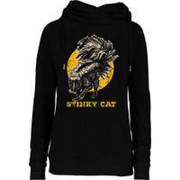 Funny Skunk Cat Womens Funnel Neck Pullover Hood