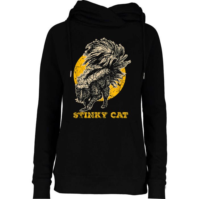 Funny Skunk Cat Womens Funnel Neck Pullover Hood