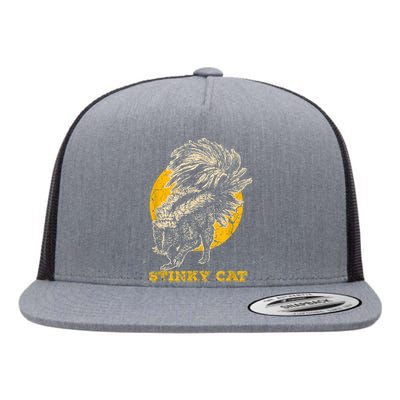 Funny Skunk Cat Flat Bill Trucker Hat