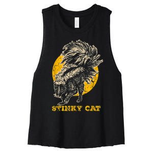 Funny Skunk Cat Women's Racerback Cropped Tank