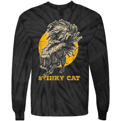 Funny Skunk Cat Tie-Dye Long Sleeve Shirt