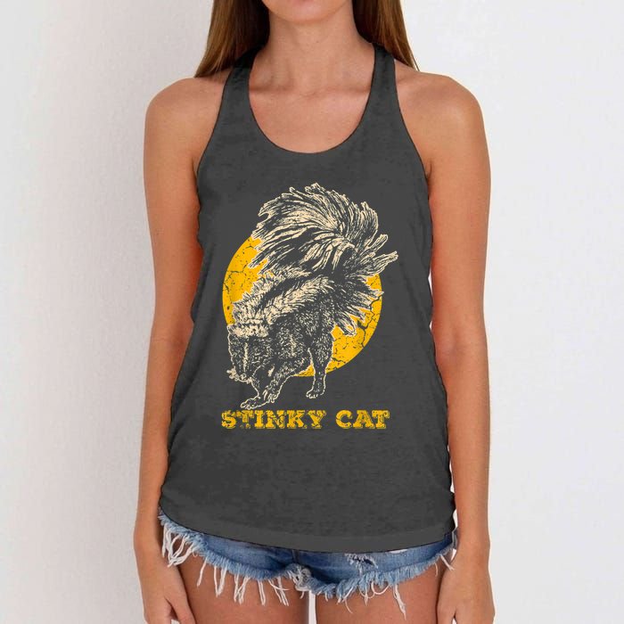 Funny Skunk Cat Women's Knotted Racerback Tank