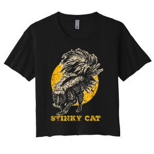 Funny Skunk Cat Women's Crop Top Tee