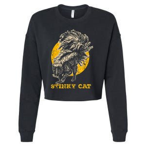 Funny Skunk Cat Cropped Pullover Crew