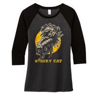 Funny Skunk Cat Women's Tri-Blend 3/4-Sleeve Raglan Shirt