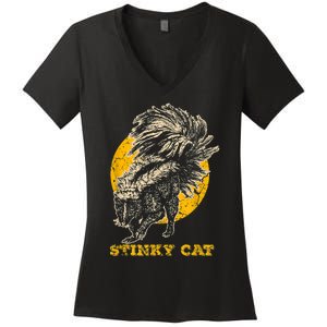 Funny Skunk Cat Women's V-Neck T-Shirt