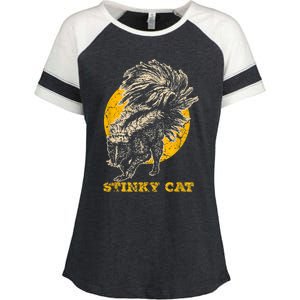 Funny Skunk Cat Enza Ladies Jersey Colorblock Tee