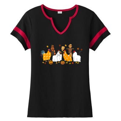 Fall Season Chicken Farmer Farm Ladies Halftime Notch Neck Tee