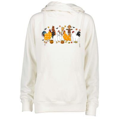 Fall Season Chicken Farmer Farm Womens Funnel Neck Pullover Hood