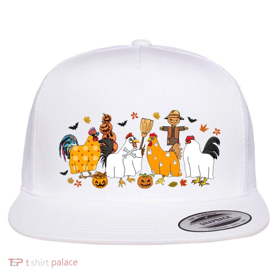 Fall Season Chicken Farmer Farm Flat Bill Trucker Hat