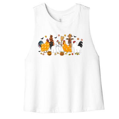 Fall Season Chicken Farmer Farm Women's Racerback Cropped Tank