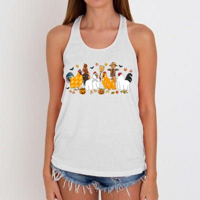 Fall Season Chicken Farmer Farm Women's Knotted Racerback Tank