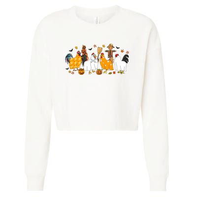 Fall Season Chicken Farmer Farm Cropped Pullover Crew