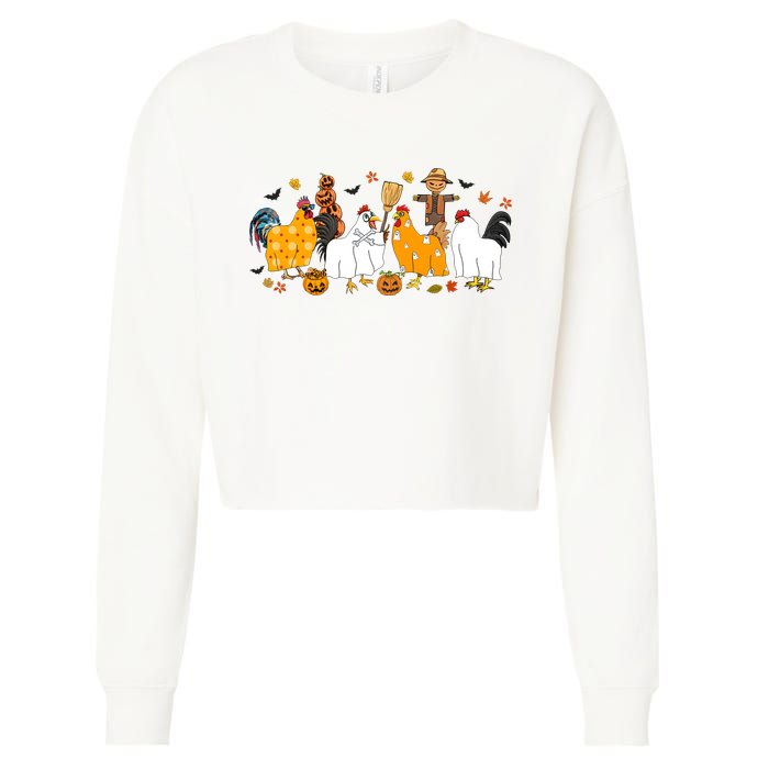 Fall Season Chicken Farmer Farm Cropped Pullover Crew