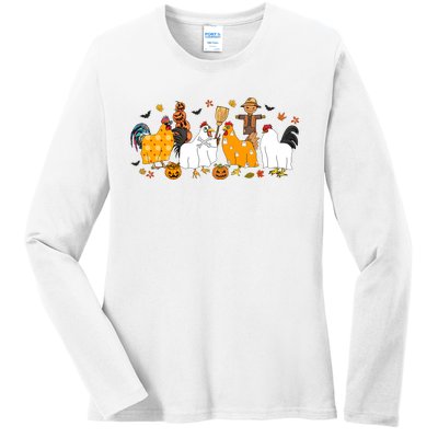 Fall Season Chicken Farmer Farm Ladies Long Sleeve Shirt